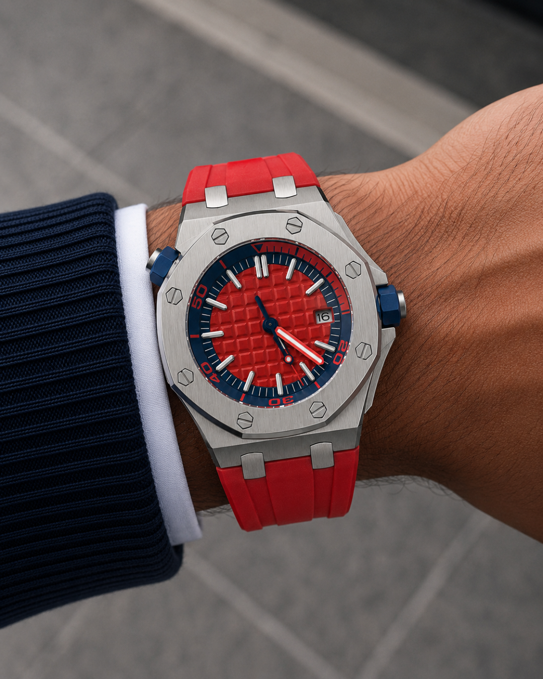 Seiko mod Royal oak offshore diver Watch Red