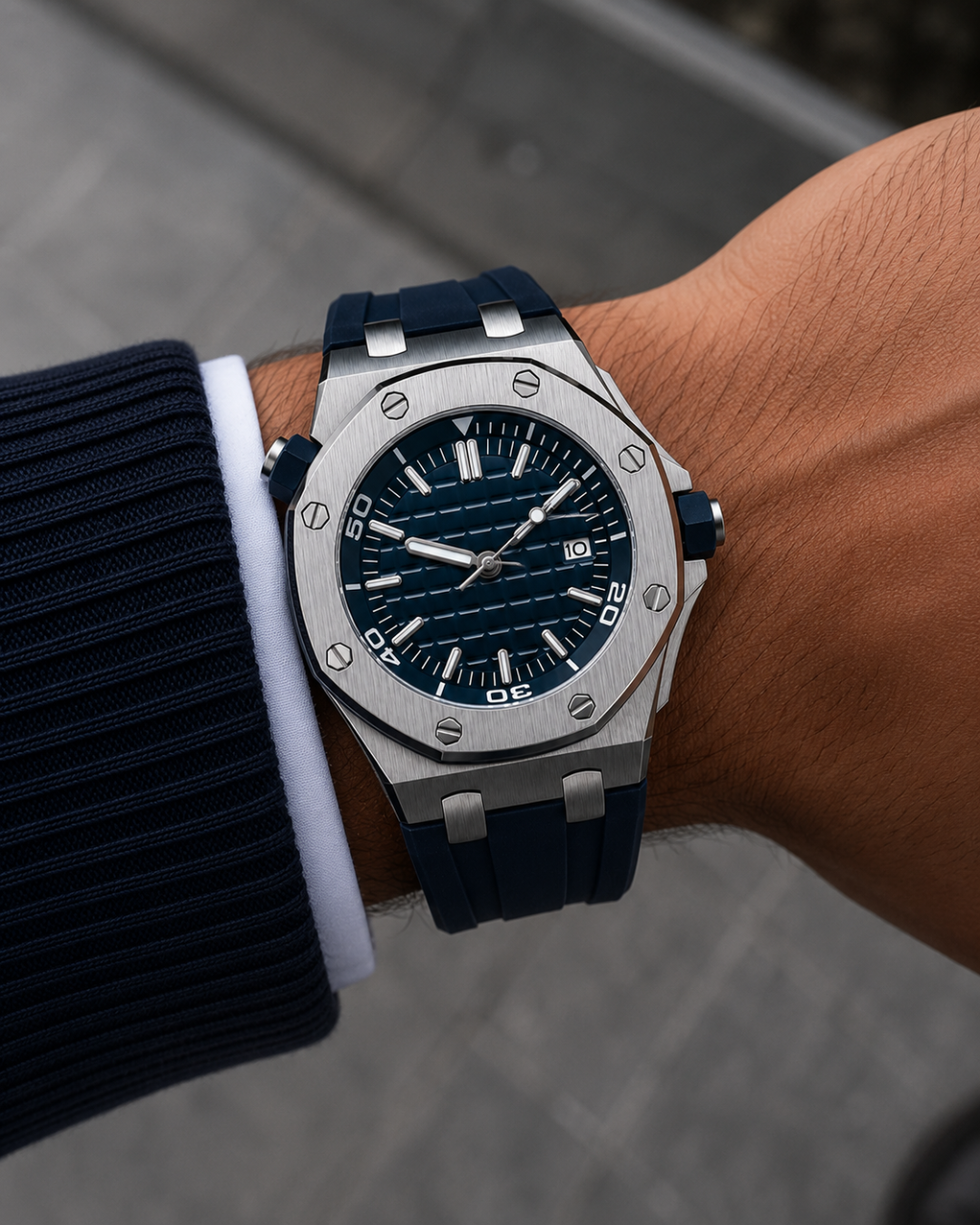 Seiko mod Royal oak offshore diver Watch Black