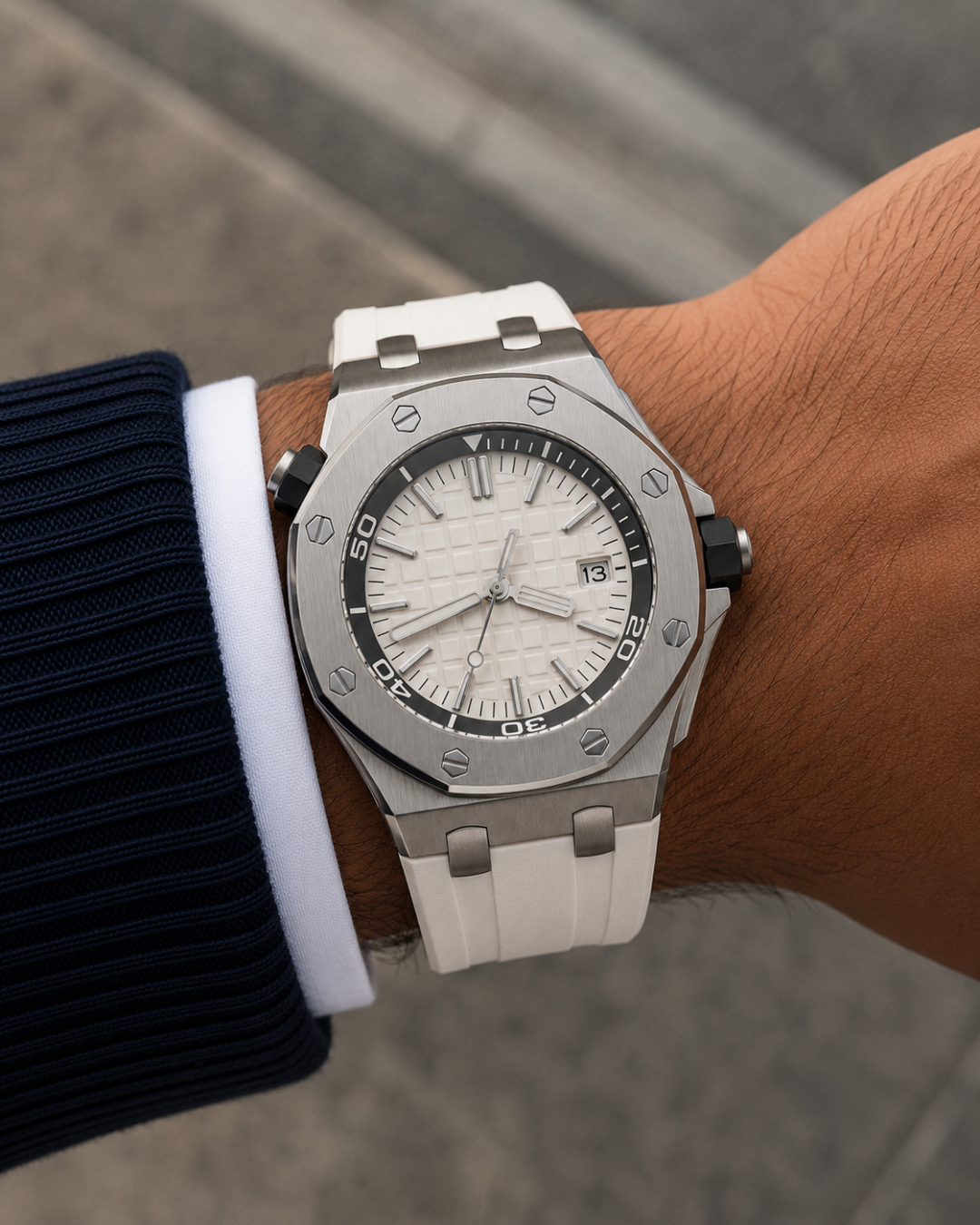 Seiko mod Royal oak offshore diver Watch White