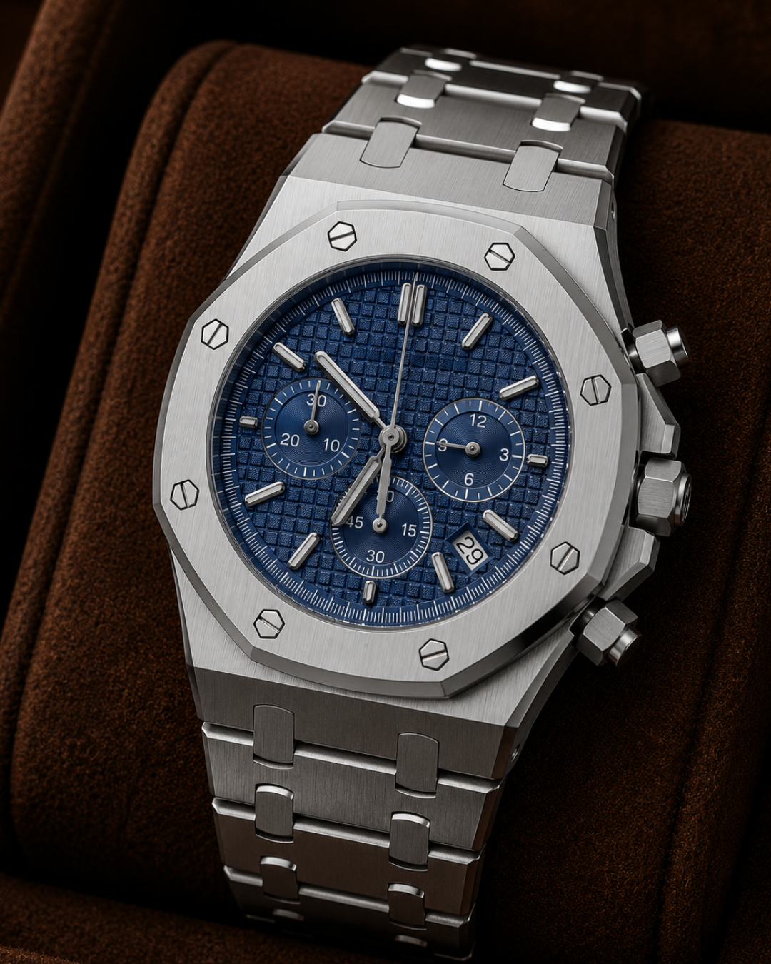 Seiko Mod Royal Oak Chronograph watch blue