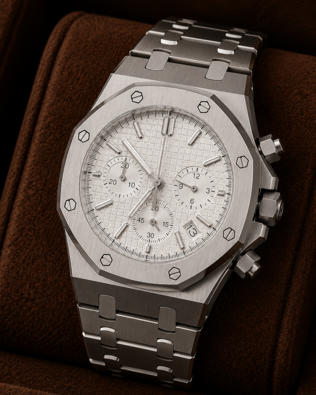 Seiko Mod Royal Oak Chronograph watch White