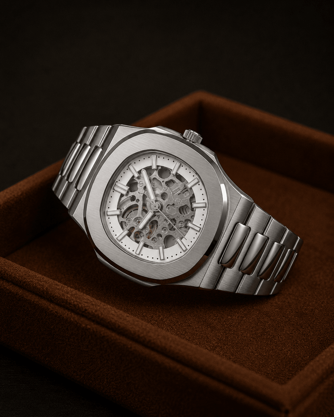 Seiko Mod Nautilus Skeleton Watch - White - Blank Mods