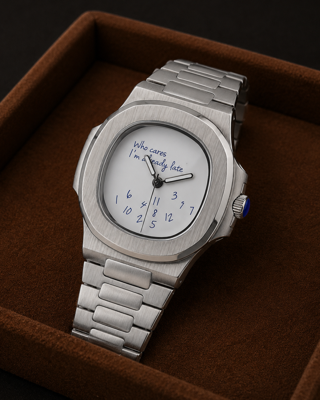 Seiko Mod Nautilus 'who cares im already late' watch