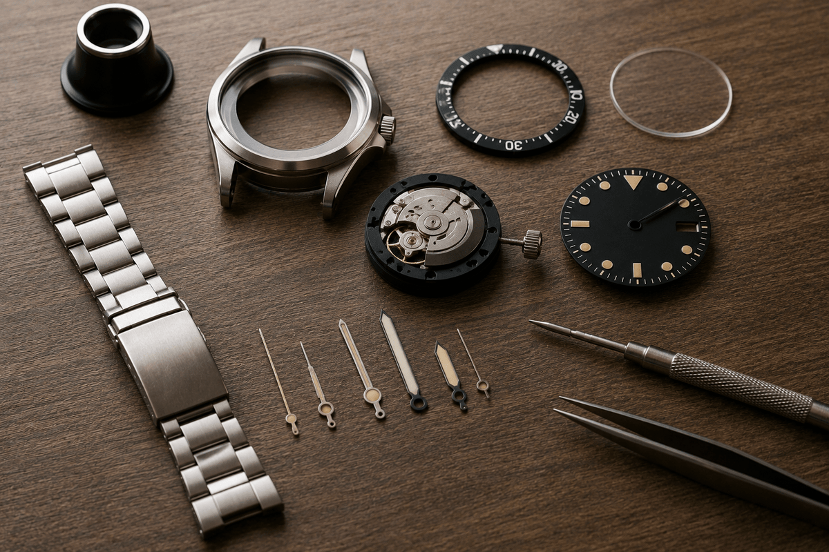 Seiko Mod Parts Explained: The Complete Guide to Cases, Dials, Hands, Bezels & Crystals - Blank Mods