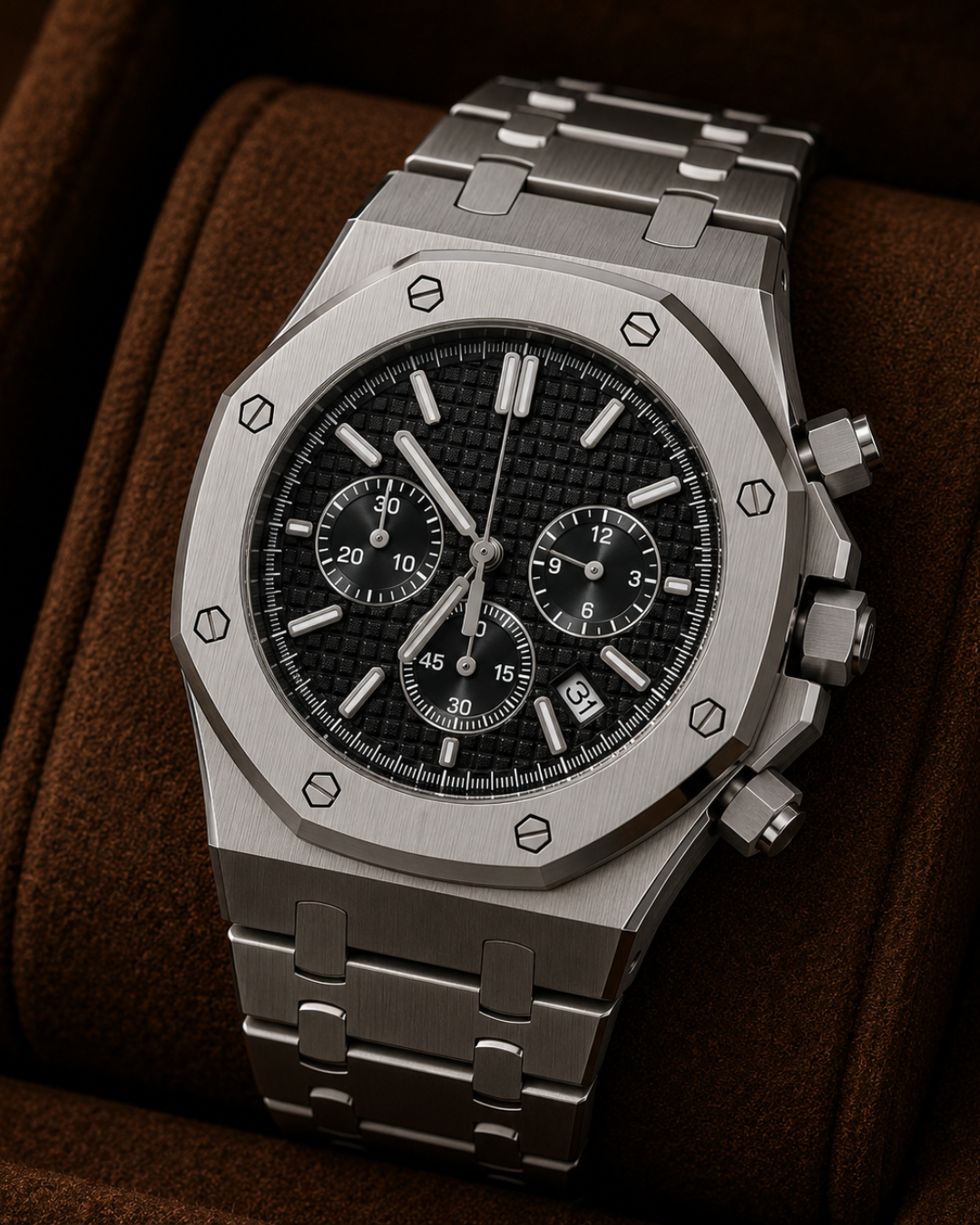 Seiko Mod Royal Oak Chronograph watch black