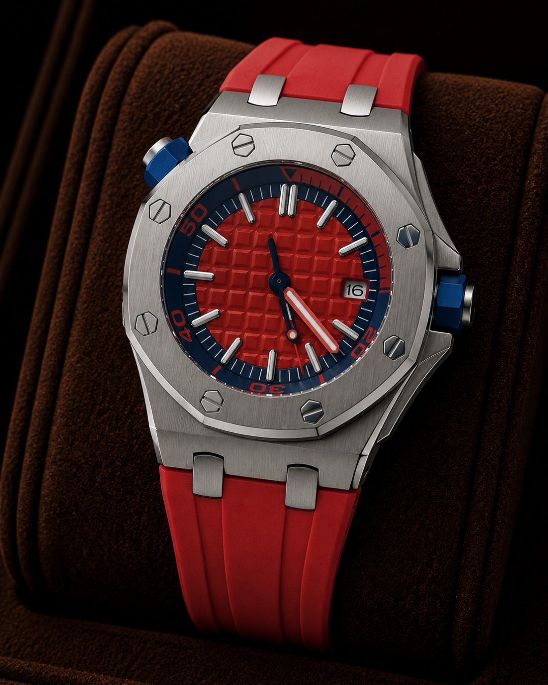 Seiko mod Royal oak offshore diver Watch Red
