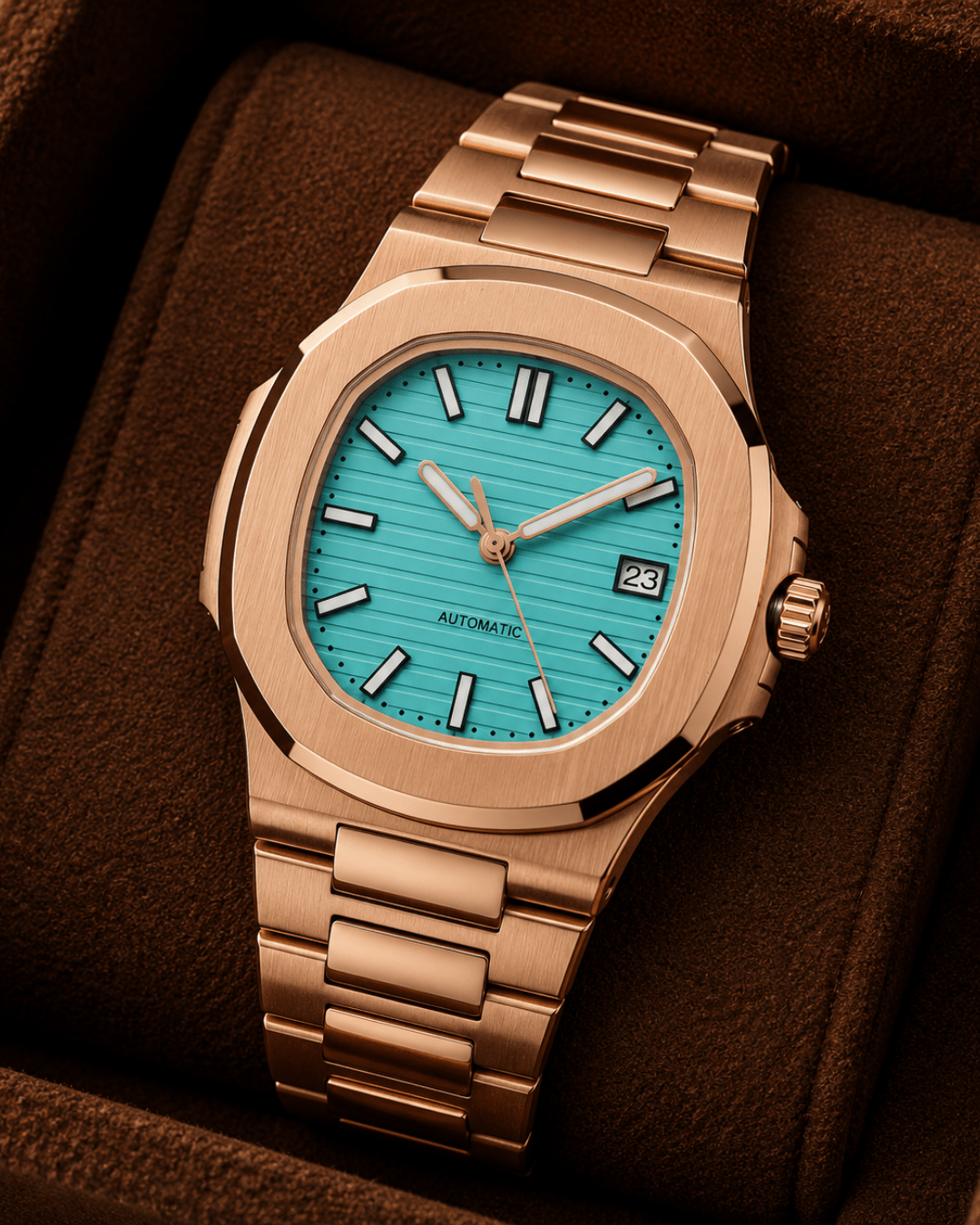 Seiko mod Nautilus Watch rose gold tiffany blue automatic - Blank Mods - Blank Mods